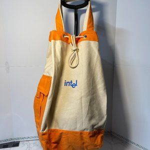 Vintage Intel Logo Canvas Drawstring Sling Bag with Handles (NWOT)